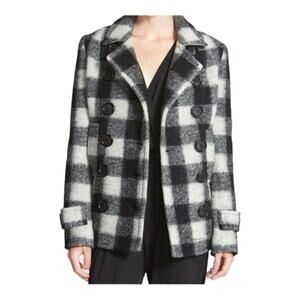 Bailey 44 womens size 6 small plaid wool peacoat jacket winter cold black white